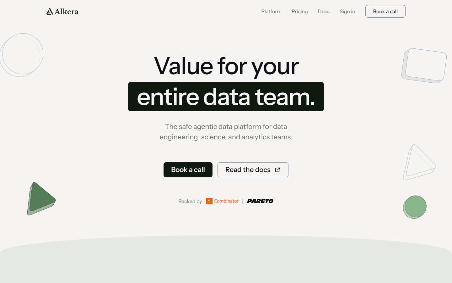 Screenshot of the Alkera website