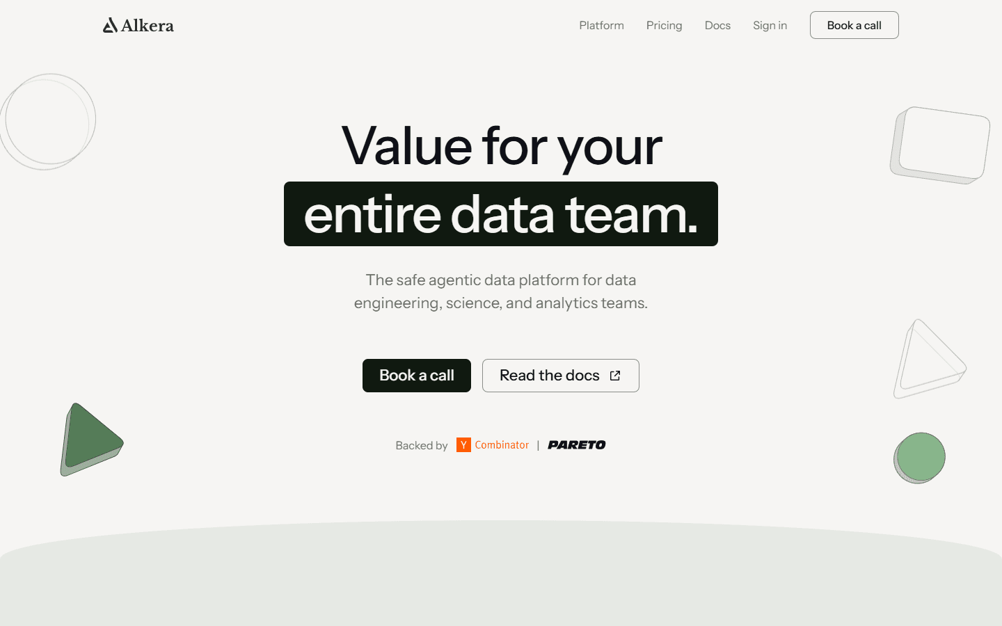 Screenshot of the Alkera website
