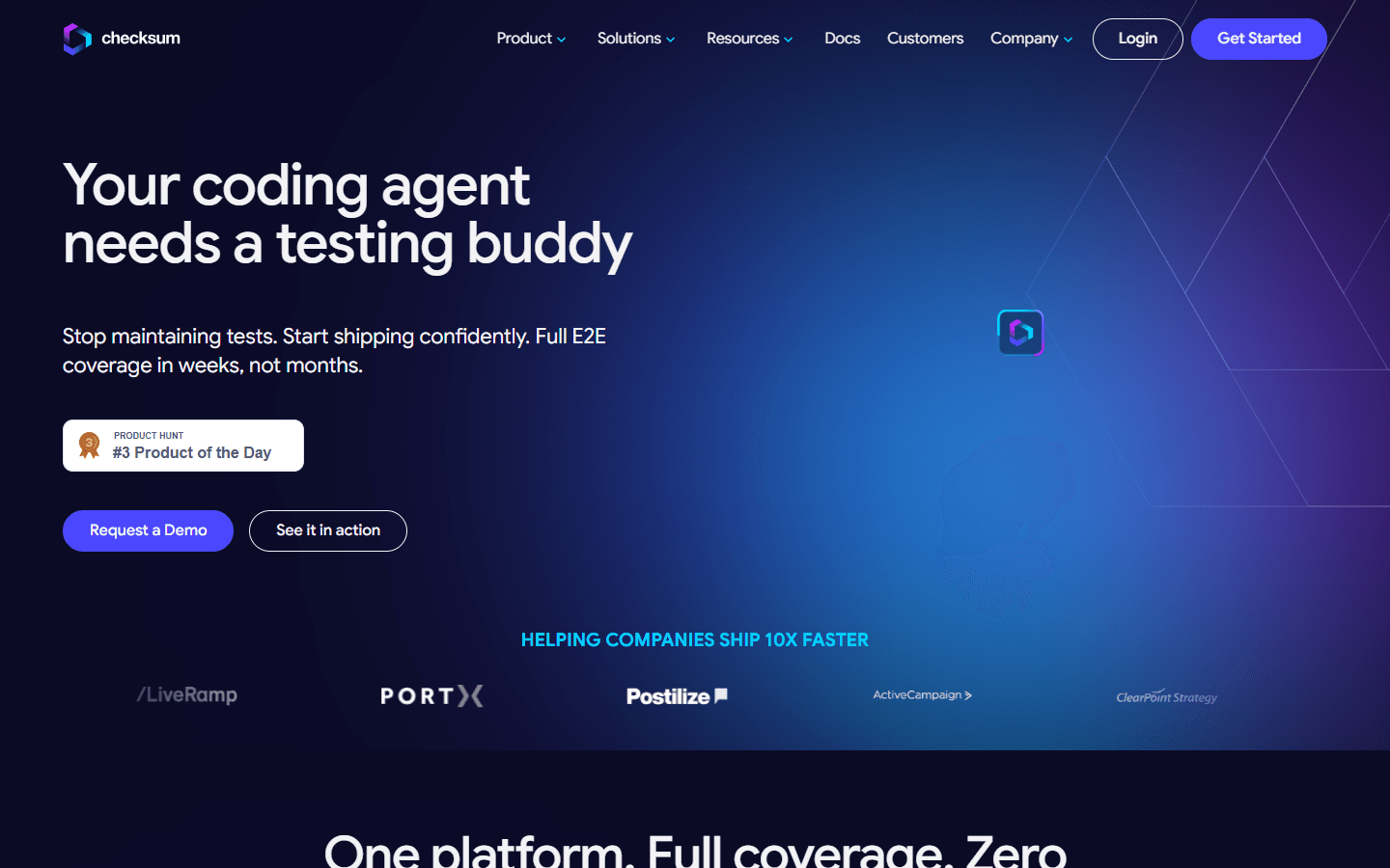 Screenshot of the Checksum AI website